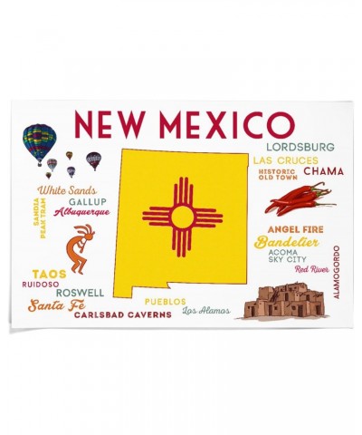 36x54 Inch Giclee Art Print Wall Decor, New Mexico, Typography and Icons $42.30 Totes