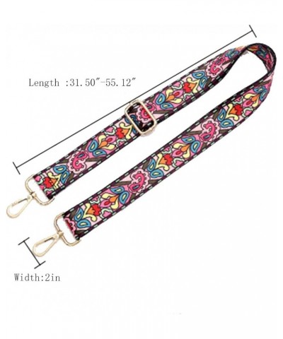 Wide Crossbody Shoulder Strap Replacement Adjustable 2" Adjustable Jacquard Woven Guitar Strap Style for Bag Handbags Purse C...