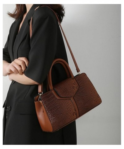 Crocodile Pattern Handbags for Women Leather Satchel Purse Top Handle Crossbody Bag Ladies Tote Shoulder Bag Brown $26.95 Totes