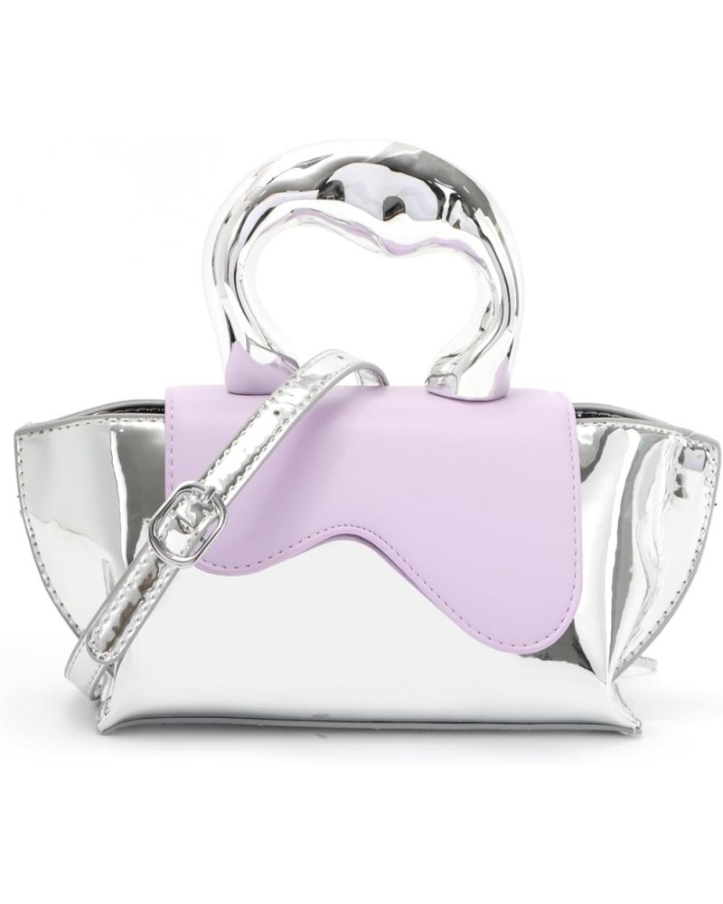 Women Unique Silver Crossbody Bags Y2K Evening Bag Tote Handbag Satchel Bag Small Cute Shoulder Bags Hobo Purse Purple $11.33...