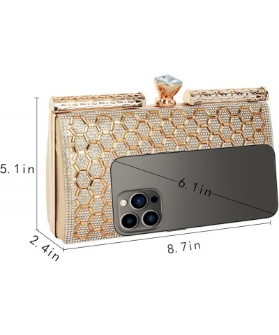 Chic Rhinestone Box Clutch Bling Evening Wedding Handbags Bridal Purse 6752 Gold $16.09 Evening Bags