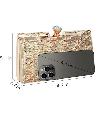 Chic Rhinestone Box Clutch Bling Evening Wedding Handbags Bridal Purse 6752 Gold $16.09 Evening Bags