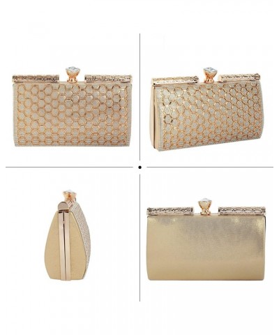 Chic Rhinestone Box Clutch Bling Evening Wedding Handbags Bridal Purse 6752 Gold $16.09 Evening Bags