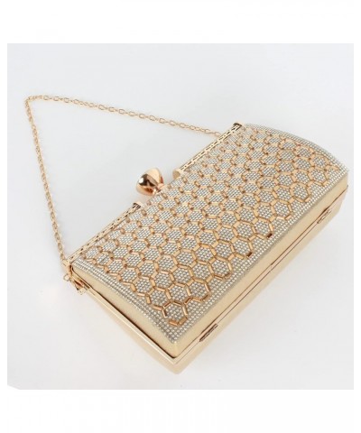 Chic Rhinestone Box Clutch Bling Evening Wedding Handbags Bridal Purse 6752 Gold $16.09 Evening Bags