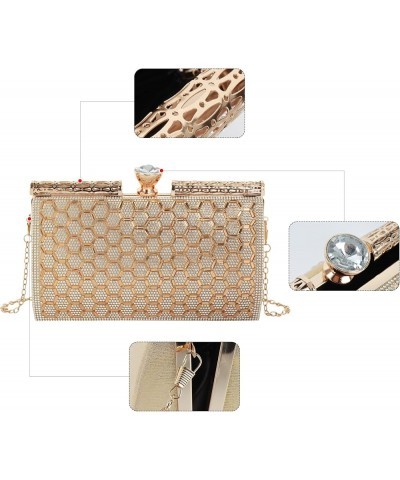 Chic Rhinestone Box Clutch Bling Evening Wedding Handbags Bridal Purse 6752 Gold $16.09 Evening Bags