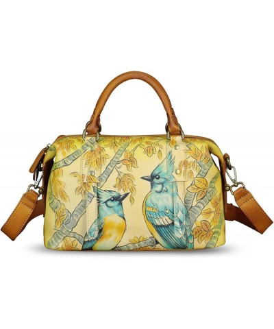 Genuine Leather Satchel for Women Hand Painted Handbag Top Handle Bags Handmade Purse Crossbody Tote Bag Pattern3 $64.38 Totes