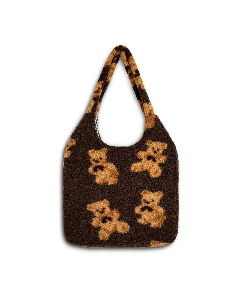 Women's Cute Bear Plush Satchel Tote Bag Wallet Faux Fur Shopping Date Bag Y2K Tote Bag Y2K Accessories (Bear Dark Brown) Bea...