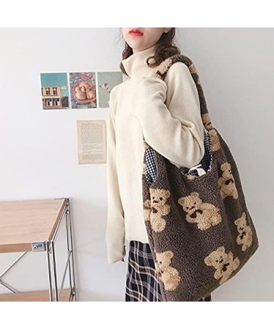 Women's Cute Bear Plush Satchel Tote Bag Wallet Faux Fur Shopping Date Bag Y2K Tote Bag Y2K Accessories (Bear Dark Brown) Bea...