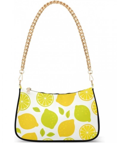 Yellow Lemon Lime Fruit Small Shoulder Bags for Women Handbags Mini Clutch Purse with Zipper $14.40 Shoulder Bags