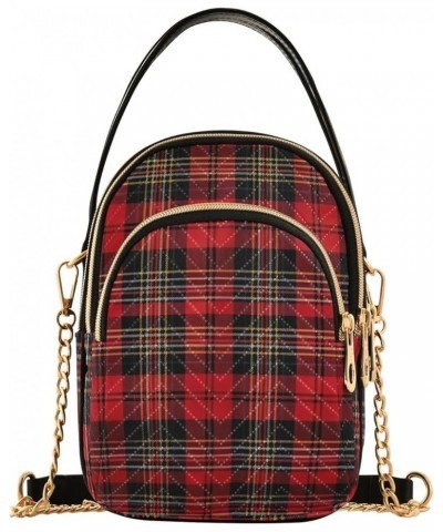 Traditional Scottish Tartan Tile Womens Crossbody Handbags, Small Crossbody Handbag, Crossbody Bags for Women Red and Black T...