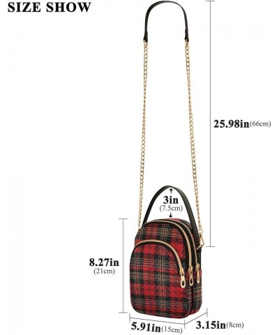 Traditional Scottish Tartan Tile Womens Crossbody Handbags, Small Crossbody Handbag, Crossbody Bags for Women Red and Black T...