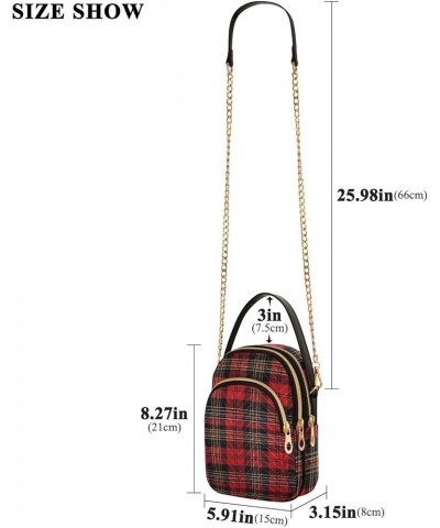 Traditional Scottish Tartan Tile Womens Crossbody Handbags, Small Crossbody Handbag, Crossbody Bags for Women Red and Black T...