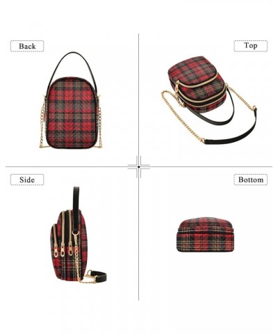 Traditional Scottish Tartan Tile Womens Crossbody Handbags, Small Crossbody Handbag, Crossbody Bags for Women Red and Black T...