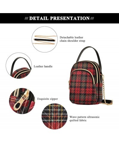 Traditional Scottish Tartan Tile Womens Crossbody Handbags, Small Crossbody Handbag, Crossbody Bags for Women Red and Black T...