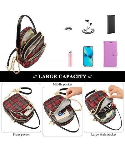 Traditional Scottish Tartan Tile Womens Crossbody Handbags, Small Crossbody Handbag, Crossbody Bags for Women Red and Black T...