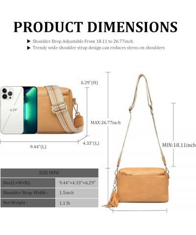 Crossbody Bags for Women,Small Vegan Leather Crossbody Purse,Women's Shoulder Handbags with 2 Wide Straps Maple Apricot $19.2...