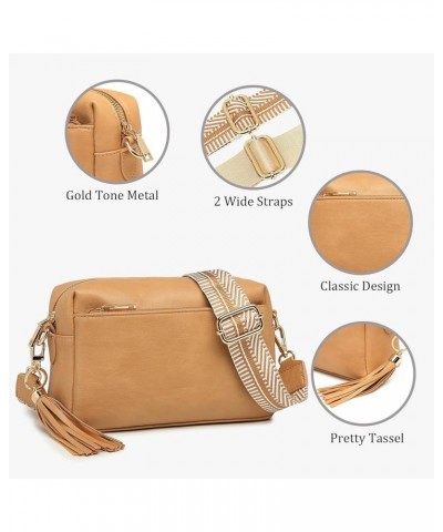 Crossbody Bags for Women,Small Vegan Leather Crossbody Purse,Women's Shoulder Handbags with 2 Wide Straps Maple Apricot $19.2...