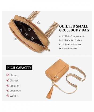 Crossbody Bags for Women,Small Vegan Leather Crossbody Purse,Women's Shoulder Handbags with 2 Wide Straps Maple Apricot $19.2...