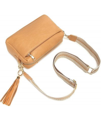 Crossbody Bags for Women,Small Vegan Leather Crossbody Purse,Women's Shoulder Handbags with 2 Wide Straps Maple Apricot $19.2...