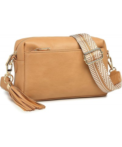 Crossbody Bags for Women,Small Vegan Leather Crossbody Purse,Women's Shoulder Handbags with 2 Wide Straps Maple Apricot $19.2...