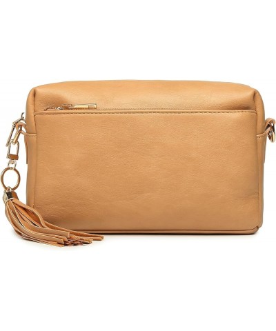 Crossbody Bags for Women,Small Vegan Leather Crossbody Purse,Women's Shoulder Handbags with 2 Wide Straps Maple Apricot $19.2...