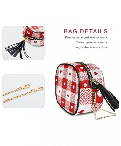 Women's Love Red White Buffalo Plaid Crossbody Bag Fashion Purses Bag Cross Body Bag Shoulder Handbag with Adjustable Chain S...