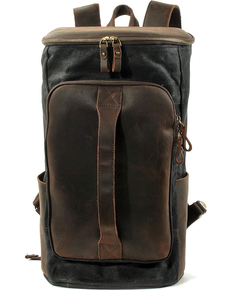 Men's Convertible Backpack Tote Retro Waxed Canvas Handbag Ladies Large Capacity Travel Shoulder Bags Black $53.59 Backpacks