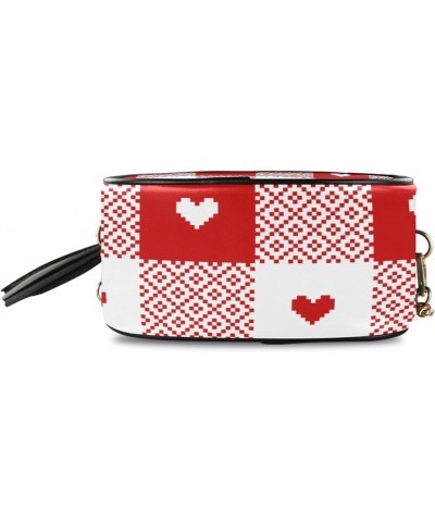 Women's Love Red White Buffalo Plaid Crossbody Bag Fashion Purses Bag Cross Body Bag Shoulder Handbag with Adjustable Chain S...