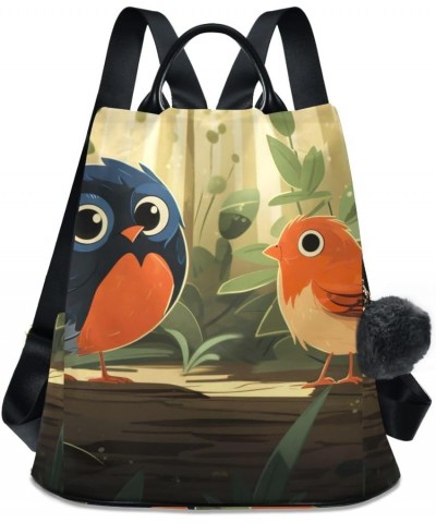 Halloween Theme Green Backpack Purse for Women Fashion Rucksack Anti Theft Handbag Travel Bag Cute Birds $18.89 Backpacks