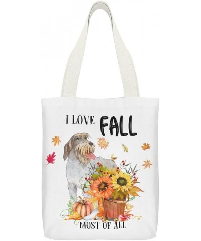 Canvas Tote Bag With Zipper 13x15 In I Love Fall Dog for School Gym Shopping Beach Groceries Gifts Style-16 $11.99 Totes