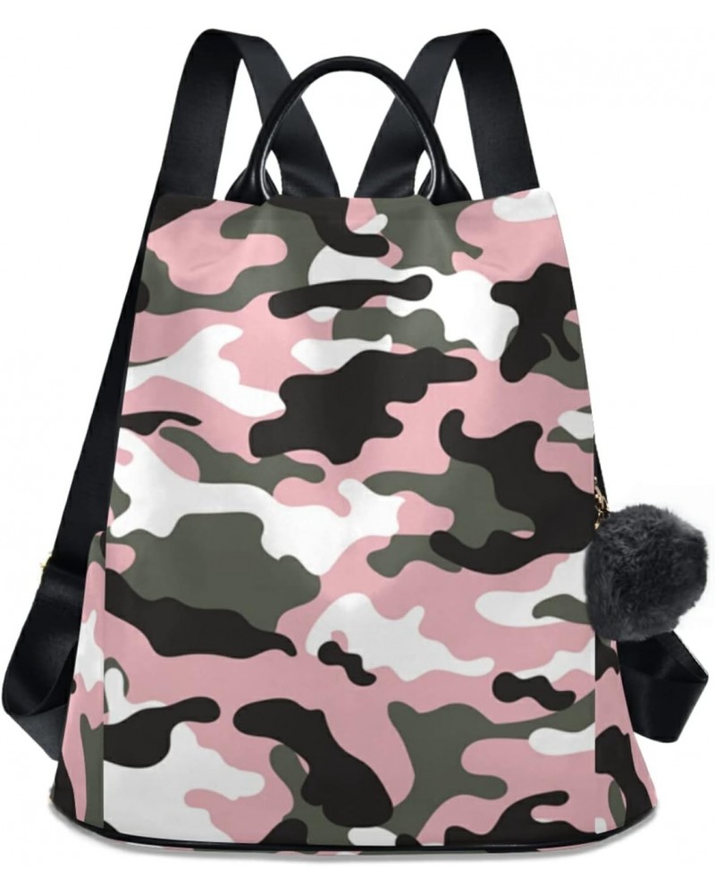 Backpack Purse for Women Fashion Pink Black Camouflage Camo Military Travel Anti-theft Daypack College Casual Shoulder Bag Me...