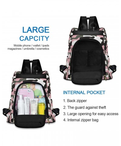 Backpack Purse for Women Fashion Pink Black Camouflage Camo Military Travel Anti-theft Daypack College Casual Shoulder Bag Me...