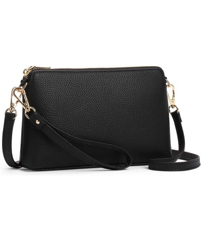 Crossbody Bags for Women Small Genuine Leather Shoulder Purse Cross Body Bag with Wristlet Top Zipper A02 Black $12.38 Crossb...