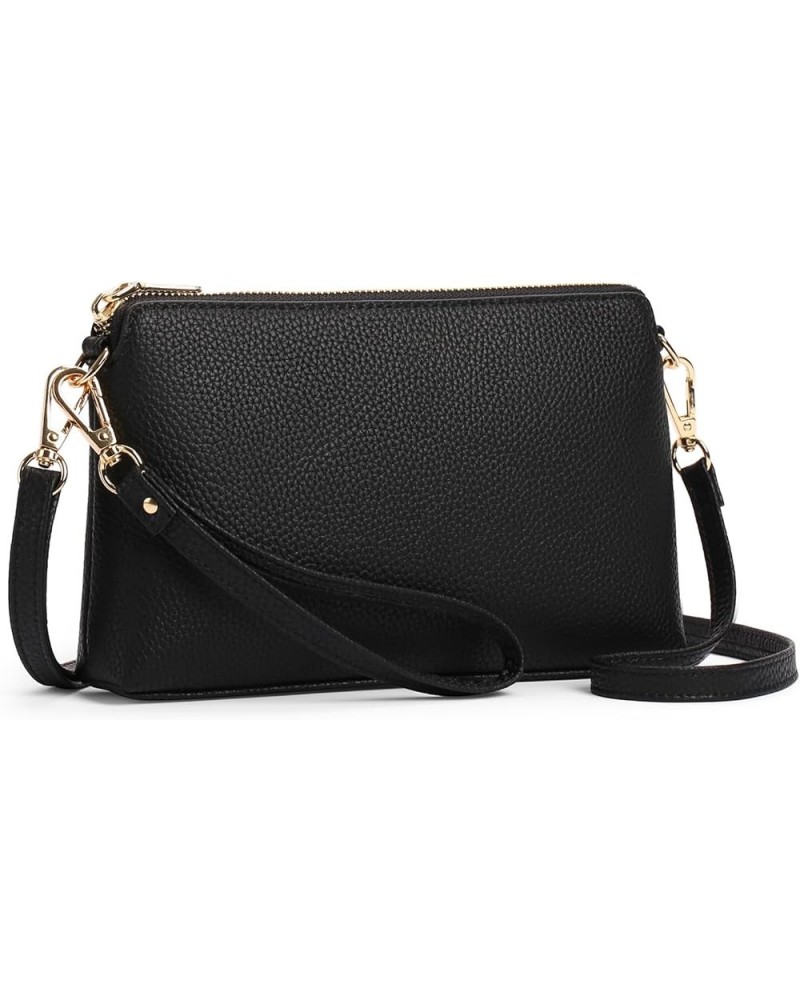 Crossbody Bags for Women Small Genuine Leather Shoulder Purse Cross Body Bag with Wristlet Top Zipper A02 Black $12.38 Crossb...