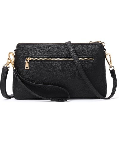 Crossbody Bags for Women Small Genuine Leather Shoulder Purse Cross Body Bag with Wristlet Top Zipper A02 Black $12.38 Crossb...