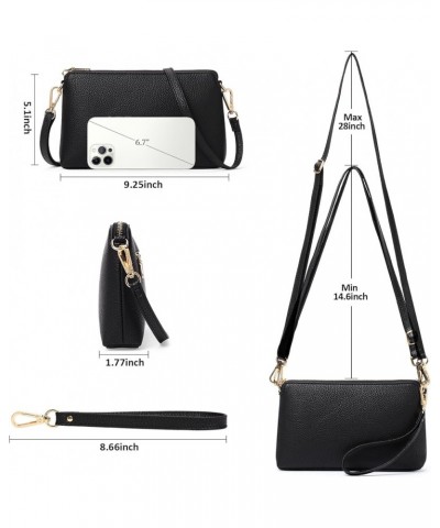 Crossbody Bags for Women Small Genuine Leather Shoulder Purse Cross Body Bag with Wristlet Top Zipper A02 Black $12.38 Crossb...