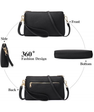 Crossbody Bags for Women Small Genuine Leather Shoulder Purse Cross Body Bag with Wristlet Top Zipper A02 Black $12.38 Crossb...