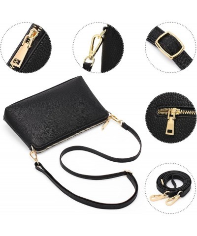 Crossbody Bags for Women Small Genuine Leather Shoulder Purse Cross Body Bag with Wristlet Top Zipper A02 Black $12.38 Crossb...