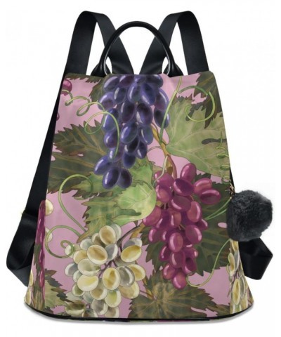 Grape Leaves Pink Backpack Purse for Women Travel Casual Daypack College Bookbag Work Business Ladies Shoulder Bag $22.35 Bac...