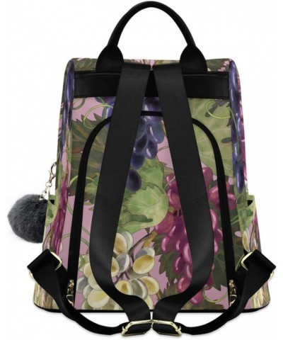 Grape Leaves Pink Backpack Purse for Women Travel Casual Daypack College Bookbag Work Business Ladies Shoulder Bag $22.35 Bac...