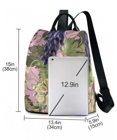 Grape Leaves Pink Backpack Purse for Women Travel Casual Daypack College Bookbag Work Business Ladies Shoulder Bag $22.35 Bac...