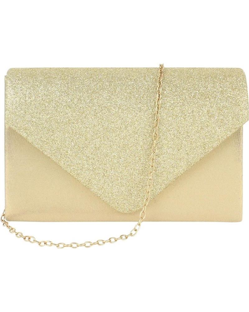 Ladies Sparkly Purse Evening Clutch Bags Wedding Prom Party Envelope Crossbody Handbag 06420 Gold New $12.99 Evening Bags