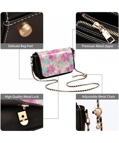 Cute Print Leather Shoulder Bags, Floral Pink Daisy Flower Women Crossbody Bag Purses Wallet Satchel with Chain Strap Flowers...