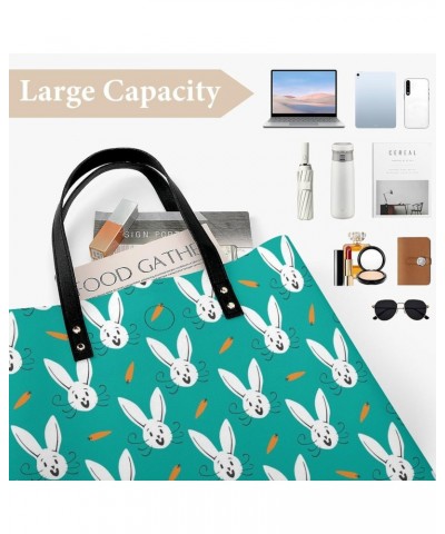 Cute Bunny PU Leather Tote Bag Top Handle Satchel Handbags Shoulder Bags for Women Men $20.76 Handbags