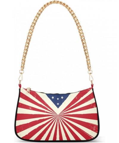 4th of July Shoulder Bag Grunge Liberty American Flag Women Clutch Handbag Shoulder Purch Date Chain Bag Tote Bag Spring Holi...