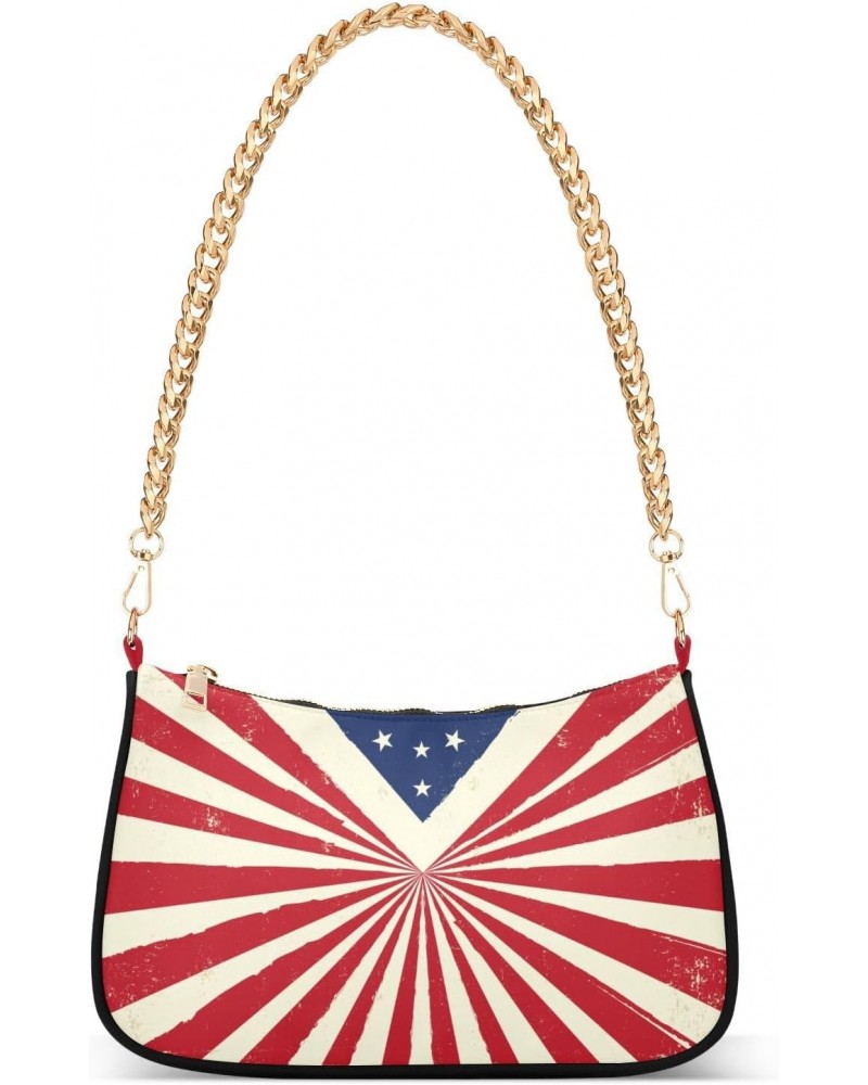 4th of July Shoulder Bag Grunge Liberty American Flag Women Clutch Handbag Shoulder Purch Date Chain Bag Tote Bag Spring Holi...