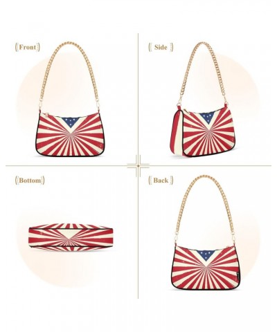 4th of July Shoulder Bag Grunge Liberty American Flag Women Clutch Handbag Shoulder Purch Date Chain Bag Tote Bag Spring Holi...