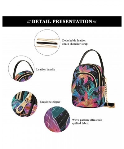 Women Crossbody Sling Bags Exotic Flowers Print, Compact Fashion Handbags Purse with Chain Strap Top handle for Evening Party...