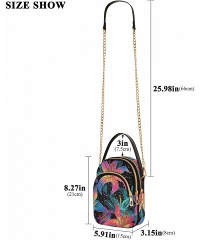 Women Crossbody Sling Bags Exotic Flowers Print, Compact Fashion Handbags Purse with Chain Strap Top handle for Evening Party...