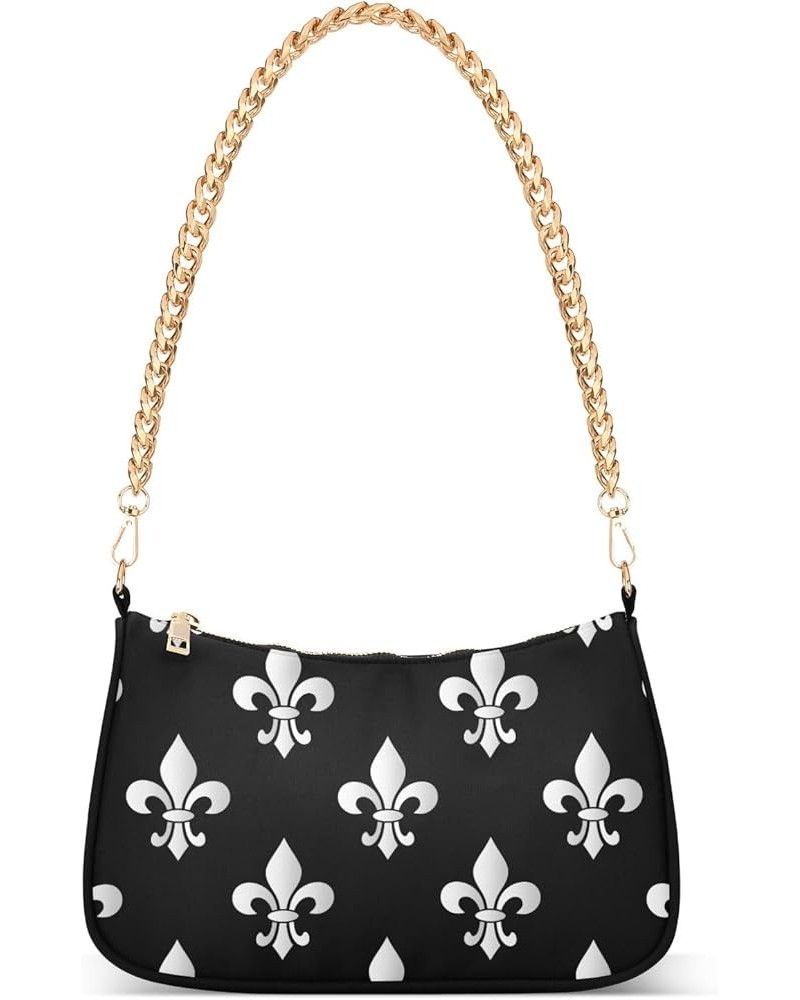 Mardi Gras Fleur de Lis on Black Shoulder Purse for Women Mini Bag Tote Handbag Mardi Gras Fleur De Lis on Black $12.22 Totes